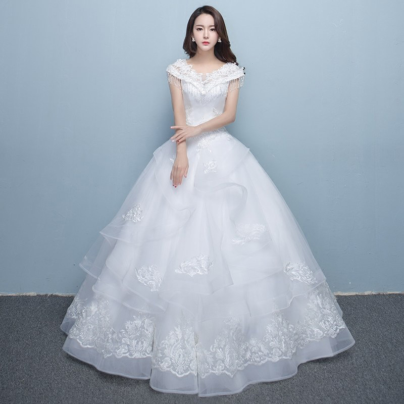 蜜之姻 显瘦齐地婚纱礼服