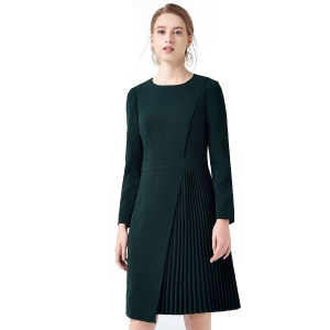 ONLY 新品 名媛气质 商务OL  中长款长袖 百褶连衣裙