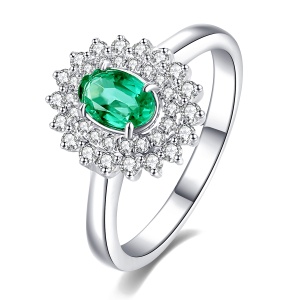 金立福 宴会吸睛款 18K金祖母绿戒指 彩宝戒指 钻石戒指