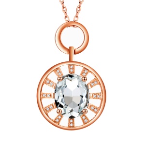 爱度钻石 18K金 海蓝宝吊坠 彩宝项链 钻石吊坠