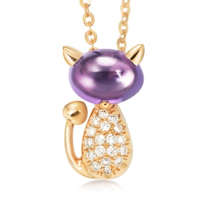 周六福 18K金紫水晶 小恶魔项链