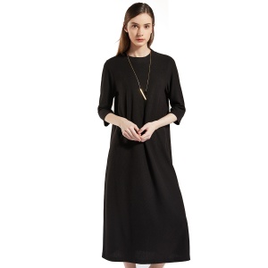 南极人 春季新款 时尚优雅纯 七分袖蕾丝连衣裙 积分+现金