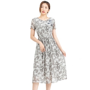 拉谷谷 夏季花色 桑蚕丝 真丝连衣裙女