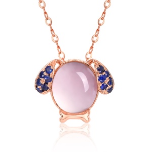 金立福 18K金 桃花宠 芙蓉宝石吊坠