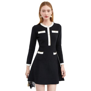 ONLY 春装新款 小香风长袖 法式女人味 复古针织连衣裙